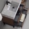 Modern Bathroom Vanity, Walnut, 32